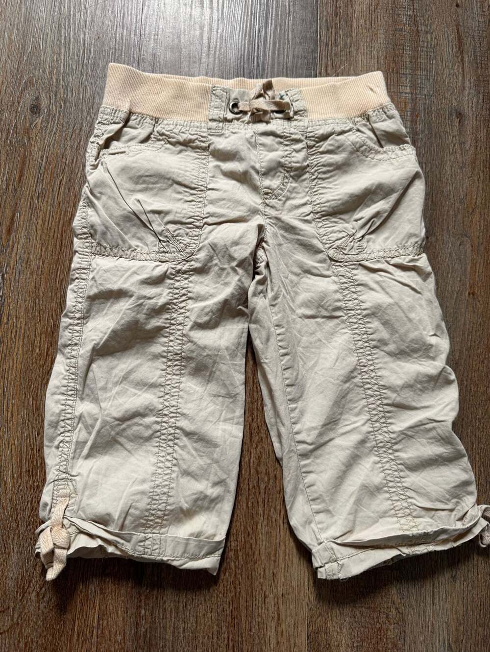 Y2K The Children's Place Pull On Cargo Capris Size 6X/7 Tan Cotton